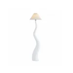 Sculptural Wavy Resin Floor Lamp with Fabric Shade