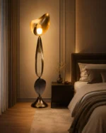 Sculptural Gold LED Floor Lamp | Modern Luxury Lighting - Image 4