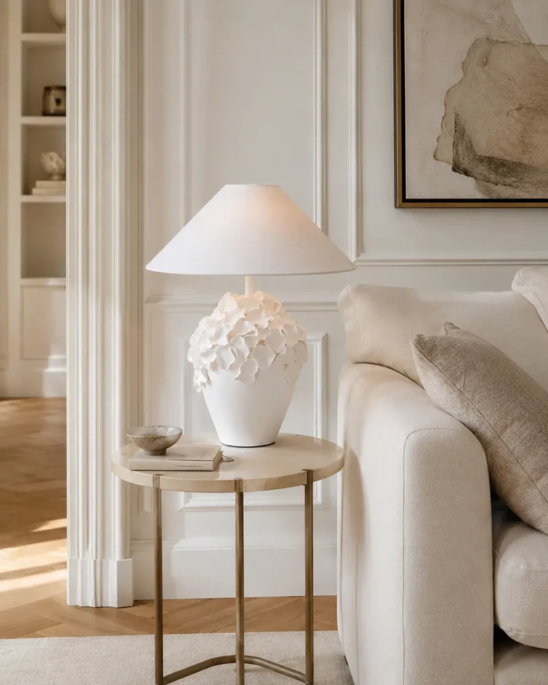 Ceramic Table Lamp Floral Design | Modern LED Table Lamp - Image 5