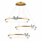 Blue Butterfly Crystal LED Ring Chandelier