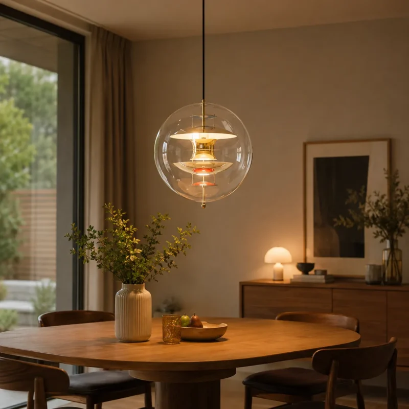 Glass Orb Pendant Light | Modern Luxury Gold LED Ceiling Lighting Fixture - Image 2