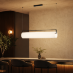 Modern Linear LED Pendant Light | Black & Soft White - Image 2