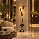 Sculptural Gold LED Floor Lamp | Modern Luxury Lighting - Image 4