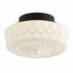 Vintage Glass Ceiling Light – French Cream LED Flush Mount Lamp
