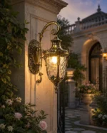 Vintage Outdoor Wall Lantern with Textured Glass for Villa - Image 3
