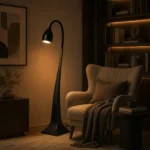 Artistic Curved Wooden Floor Lamp | Matte Black - Image 4