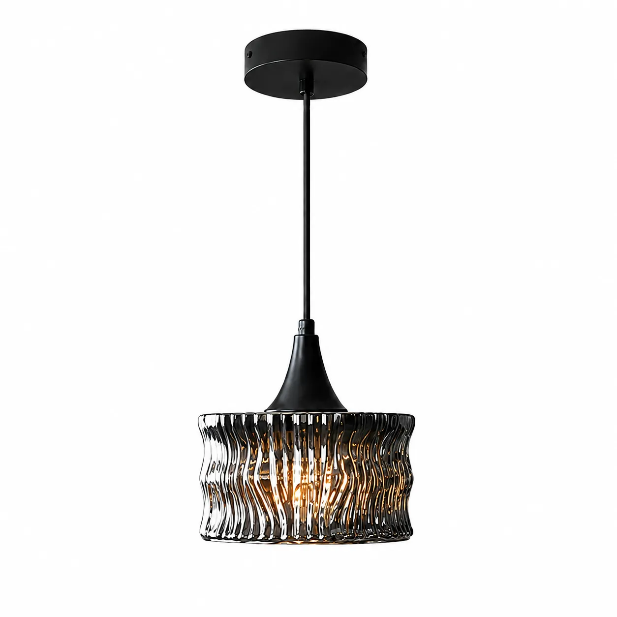 91b0eb26fe2b961946369a36343a832a_11zon Smoky Ripple Glass Pendant Light | Modern Glass Lighting - Image 1