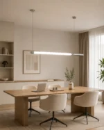 Modern Silver Linear LED Pendant Light – Minimalist Chandelier - Image 3