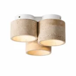 Travertine Ceiling Light – Stone Texture Triple Head LED Lamp
