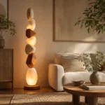 Natural Stone & Walnut LED Floor Lamp - Image 5