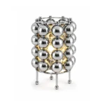 Modern Chrome Sphere Table Lamp | Silver Mirror LED Desk Lamp for Bedroom & Living Room
