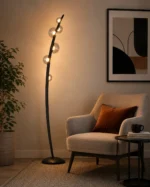Curved Glass Globe LED Floor Lamp | Art Deco - Image 4