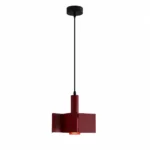 Burgundy Geometric Metal Pendant Light – Modern LED Hanging Light