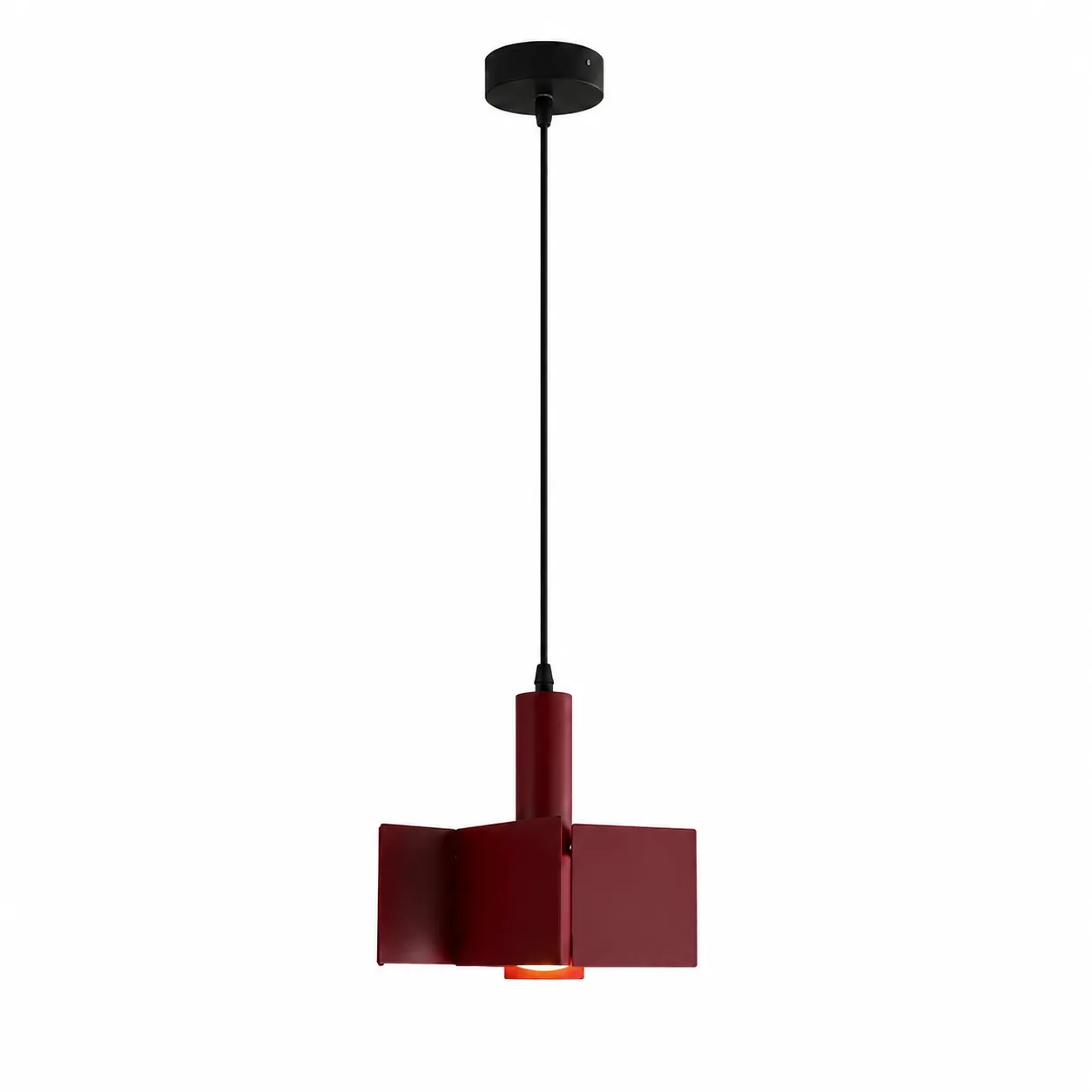 9692f83f256e879434a641c83cd5b355_11zon Burgundy Geometric Metal Pendant Light – Modern LED Hanging Light - Image 1