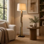 Modern Geometric Column Floor Lamp | Fabric Shade - Image 4