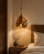 Natural Leaf Pendant Light | Handcrafted Rustic Lighting - Image 4