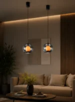 Smart Sensor Pendant Light | Pearl Black LED Glass Lighting Fixture - Image 5