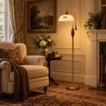 French Vintage Glass Shade LED Floor Lamp - Image 3