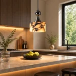 Natural Marble Pendant Light | Luxury LED Lighting Fixture - Image 3