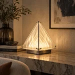 Modern Pyramid Table Lamp | Crystal Ambient LED Desk Lamp for Bedroom & Living Room - Image 2
