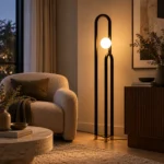 Double-Arch Glass Globe LED Floor Lamp - Image 3