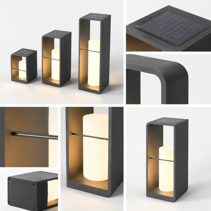 Zephyra Solar Outdoor Frame Lantern for Patio and Garden Lighting - Image 5