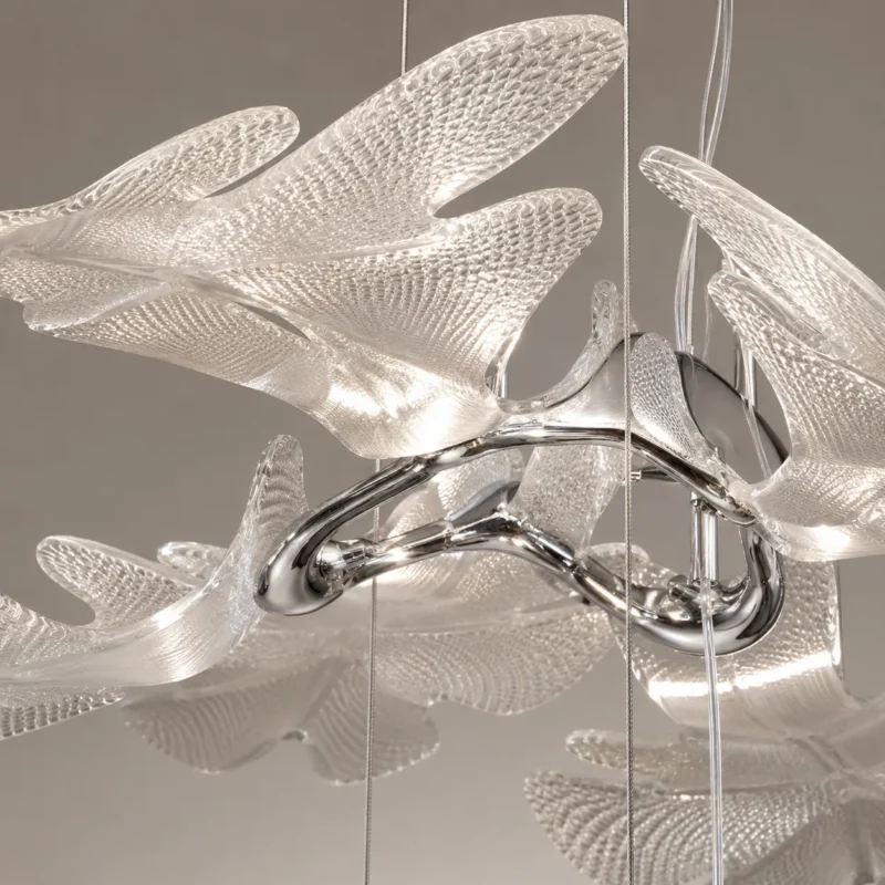 Chlorophilia Transparent Leaf LED Suspension Chandelier for Luxury Interiors - Image 4