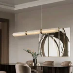 Modern Brass Alabaster Linear Pendant Light | LED - Image 6