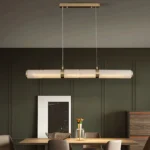 Modern Brass Alabaster Linear Pendant Light | LED - Image 5