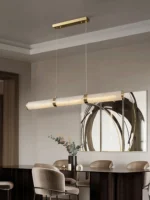 Modern Brass Alabaster Linear Pendant Light | LED - Image 4