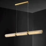 Modern Brass Alabaster Linear Pendant Light | LED - Image 3