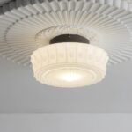 Vintage Glass Ceiling Light – French Cream LED Flush Mount Lamp - Image 2