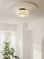 Vintage Glass Ceiling Light – French Cream LED Flush Mount Lamp - Image 4