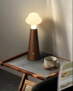 Nordic Mushroom Wooden Table Lamp | Soft Glow E27 Bedside Lighting Fixture - Image 5