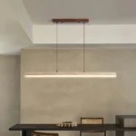 Travertine & Wood Linear Pendant Light | Modern LED - Image 3