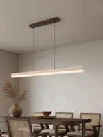 Travertine & Wood Linear Pendant Light | Modern LED - Image 5