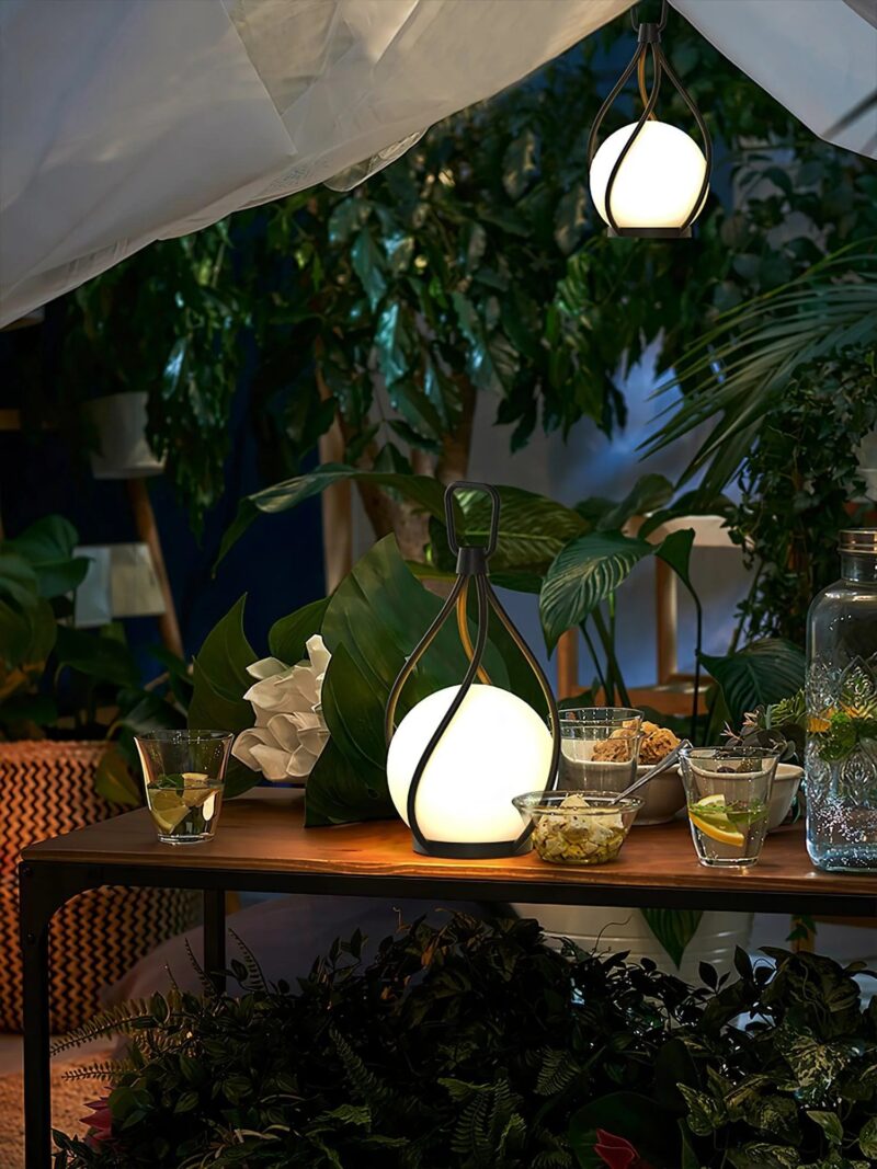 Modern Outdoor Lantern Table Lamp | Rechargeable Patio & Garden LED Lighting Fixture - Image 4