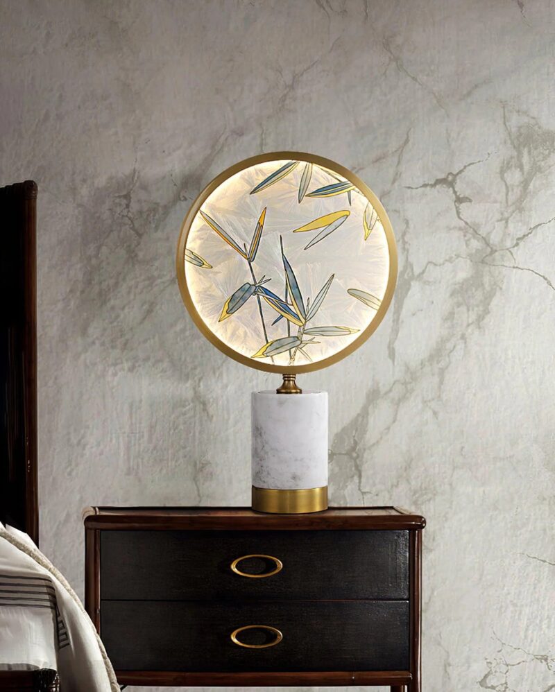 Brass Cloisonné Enamel Table Lamp | Modern Chinese Marble LED Lighting Fixture - Image 6