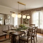 Vintage Brass & Frosted Glass Linear Pendant Light - Image 3