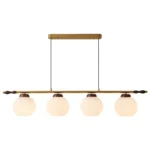Vintage Brass & Frosted Glass Linear Pendant Light