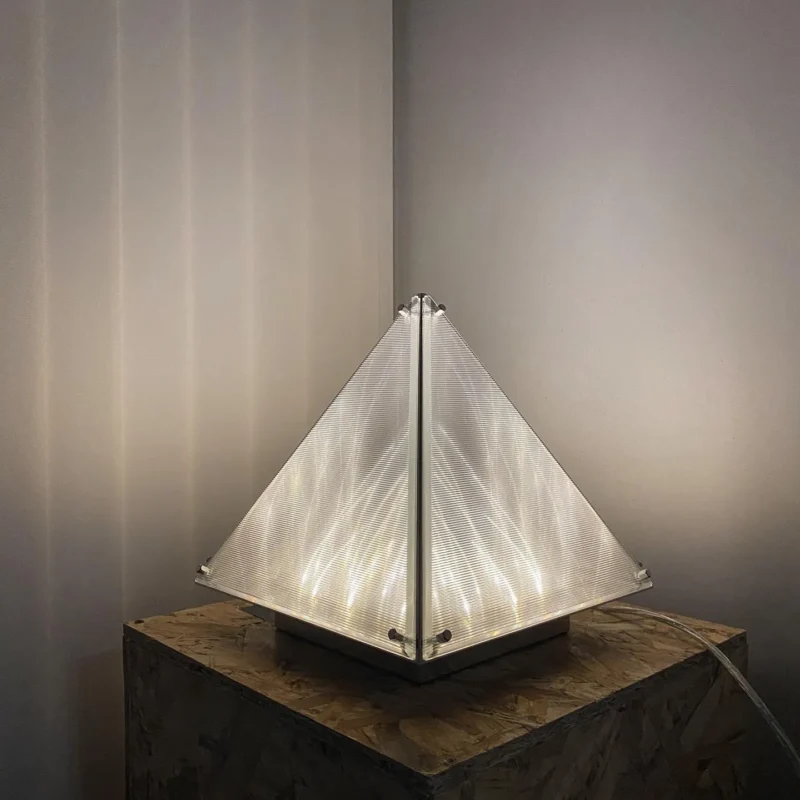 Modern Pyramid Table Lamp | Crystal Ambient LED Desk Lamp for Bedroom & Living Room - Image 3