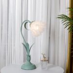 Floral Table Lamp | Light Green LED Bedside Lamp for Bedroom & Living Room Decor - Image 5