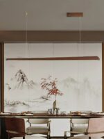 Walnut Wood Linear LED Pendant Light - Image 4