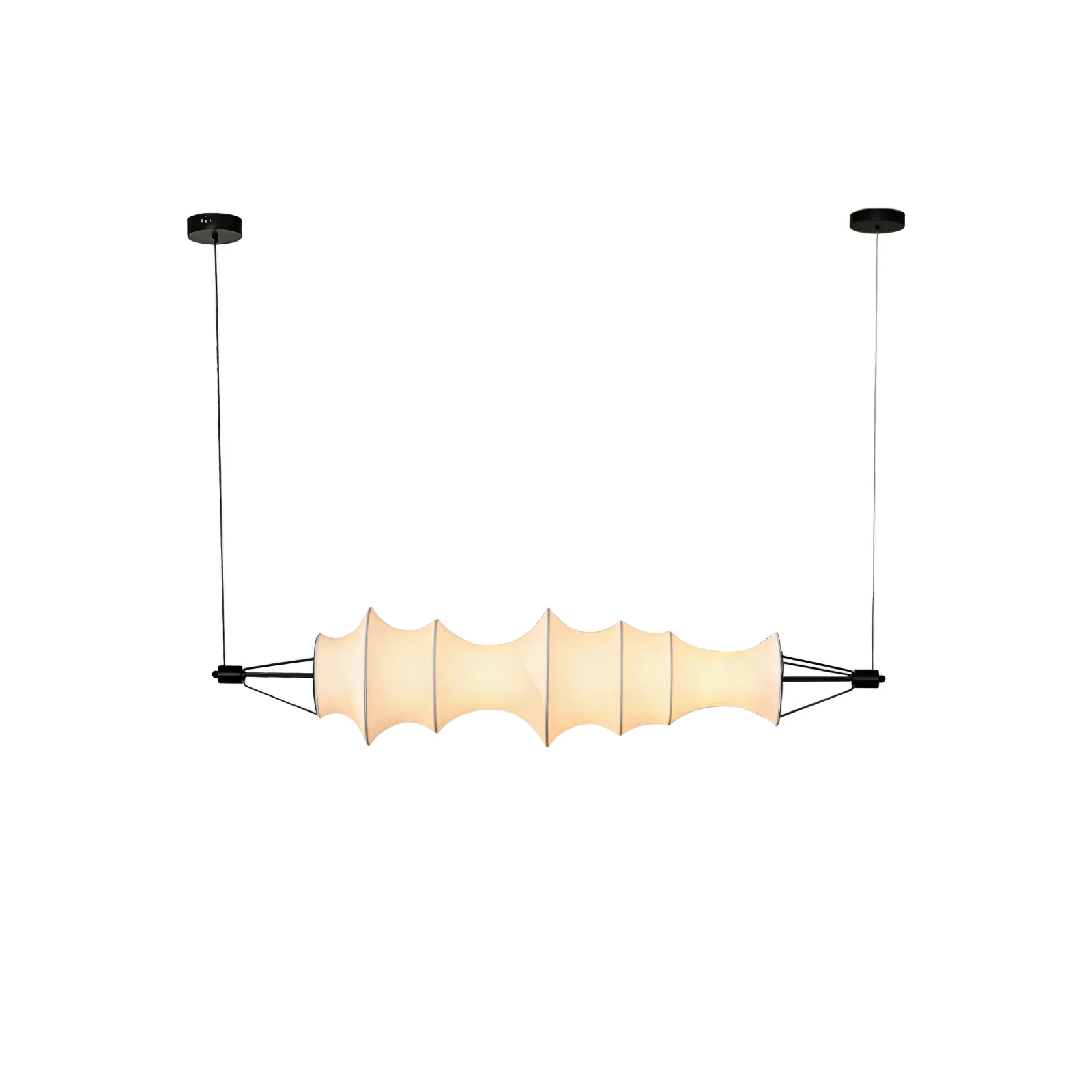 Linna_Silk_Pendant_Lamp__13 Sculptural Fabric Linear Pendant Light | Ivory LED - Image 1