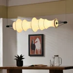 Sculptural Fabric Linear Pendant Light | Ivory LED - Image 5