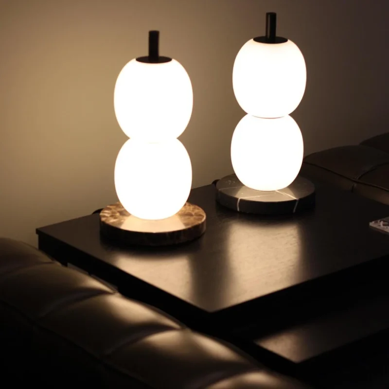 Modern Marble Table Lamp | Double Glass LED Ambient Lighting Fixture - Image 5