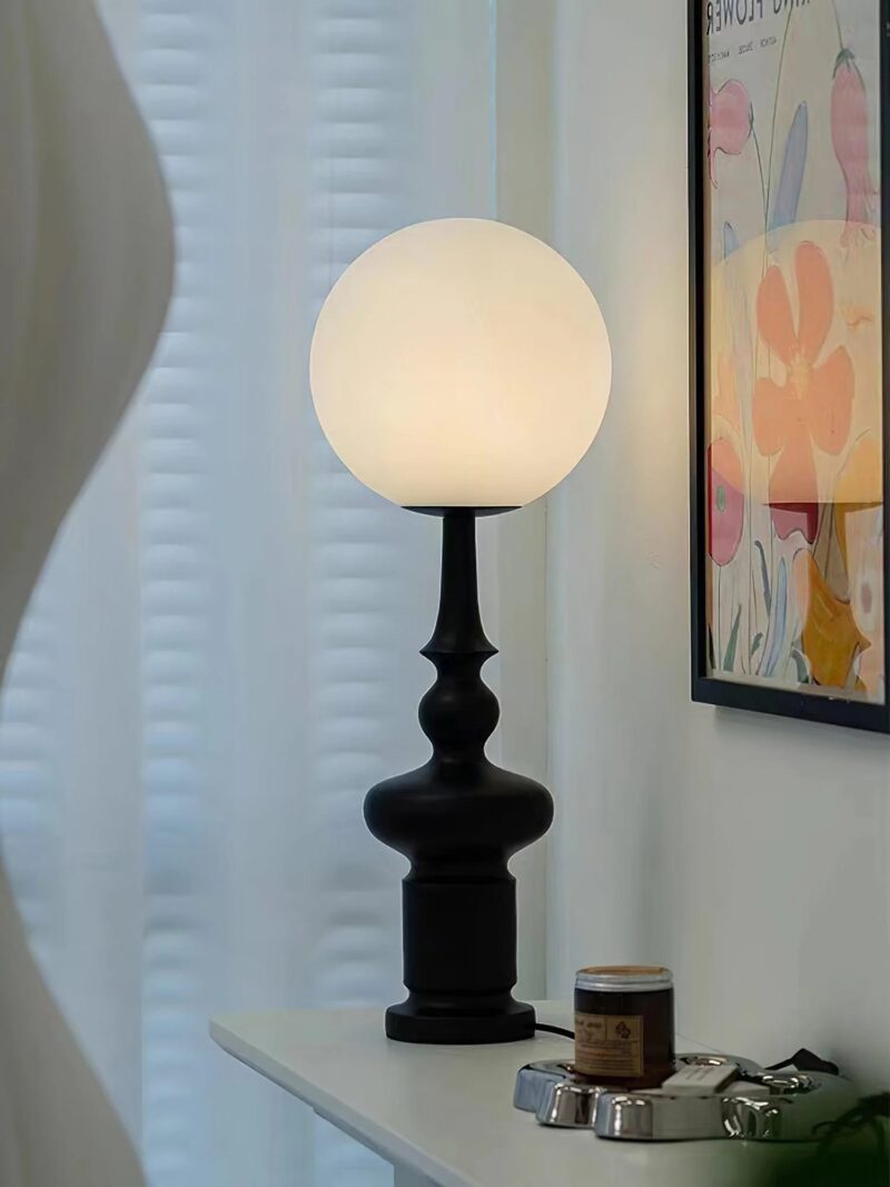 Noir Orb Table Lamp | Modern Sculptural LED Desk Lamp for Bedroom & Living Room - Image 4