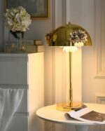 Floral Dome Table Lamp | French Vintage Iron LED Bedside Lighting Fixture - Image 3