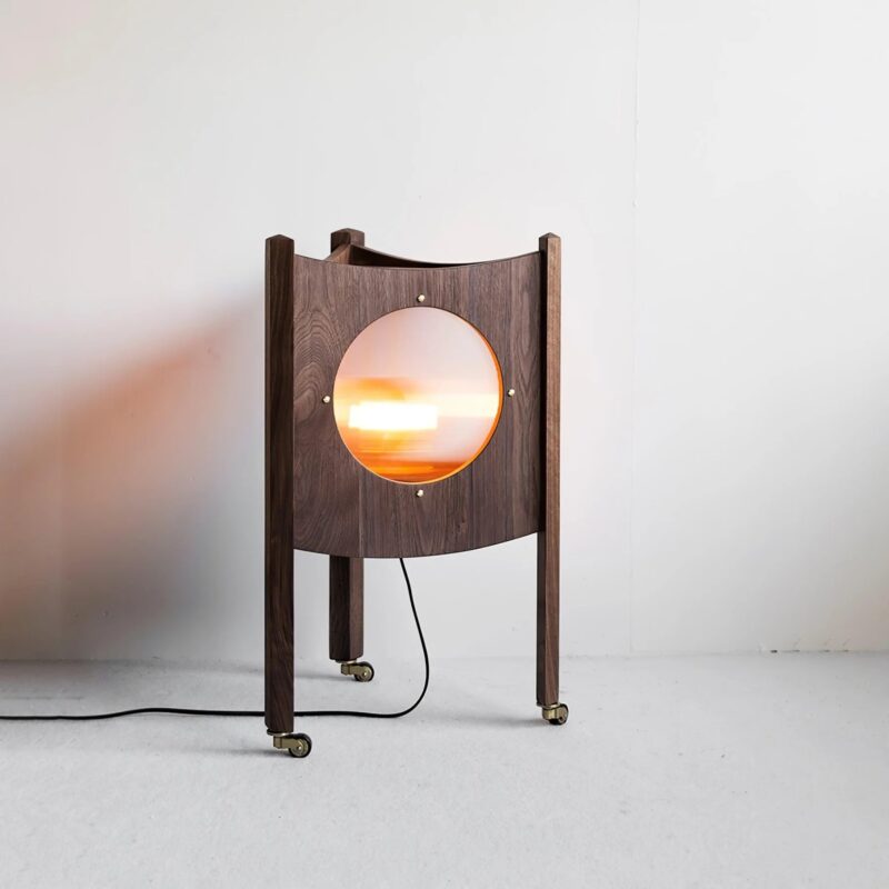 Triangular Walnut Floor Lamp | Wabi-Sabi Wooden LED Ambient Lighting Fixture - Image 6