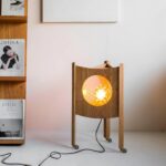 Triangular Walnut Floor Lamp | Wabi-Sabi Wooden LED Ambient Lighting Fixture - Image 2